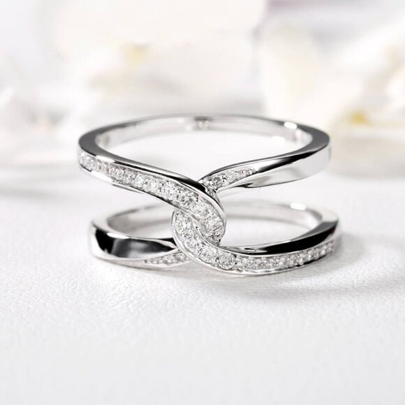 Newest Fresh Twist Cross Wedding Trendy Dazzling Silver Ring for Women,VIP570 - Picture 1 of 5